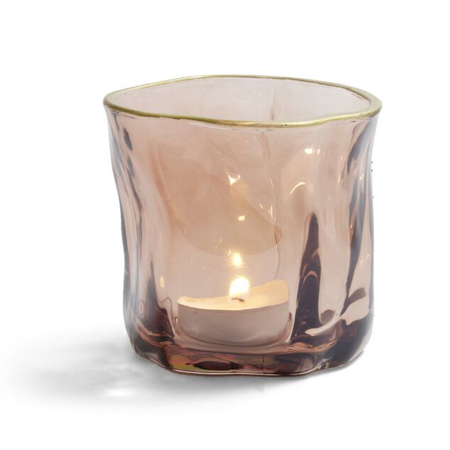 Vase verre froiss&eacute; rose &Oslash;7,5xH7,7cm