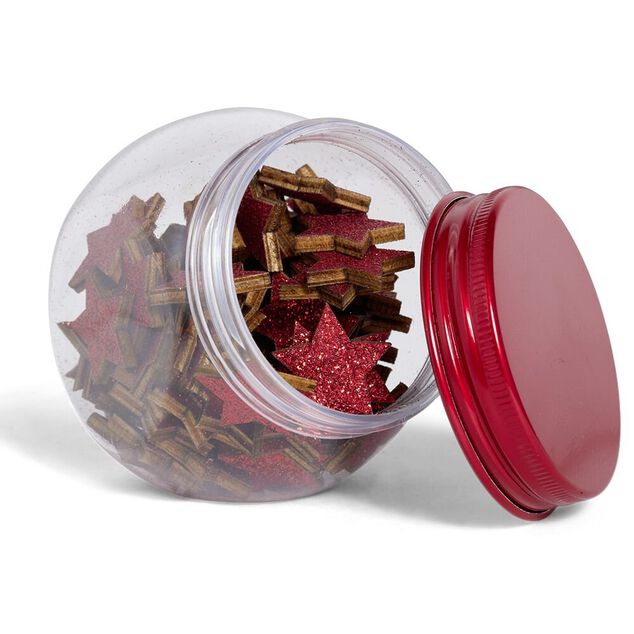 &Eacute;toile d&eacute;coration de table bois rouge paillet&eacute; x80