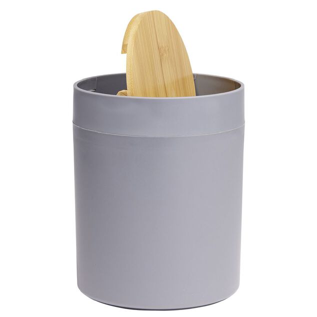 Poubelle &agrave; coton ronde m&eacute;tal gris &Oslash;13,7xH17,3cm 2,5L