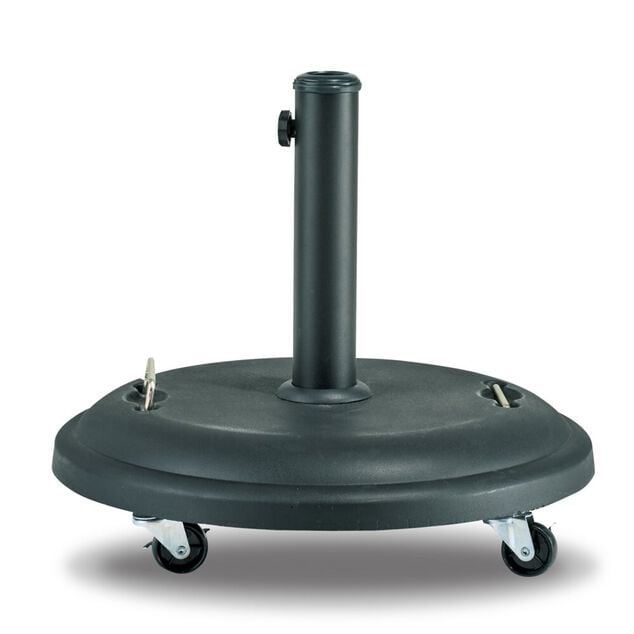 Pied de parasol rond en b&eacute;ton rev&ecirc;tement plastique noir 25 kg