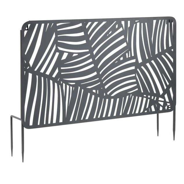 Panneau d&eacute;coratif feuillage ajour&eacute; m&eacute;tal noir 50x90cm