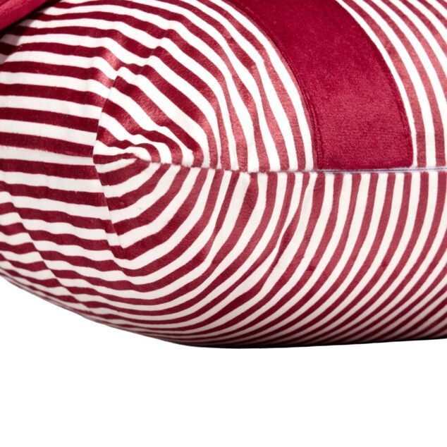 Coussin rectangulaire imprim&eacute; No&euml;l avec noeud polyester L50X30 cm rouge et blanc