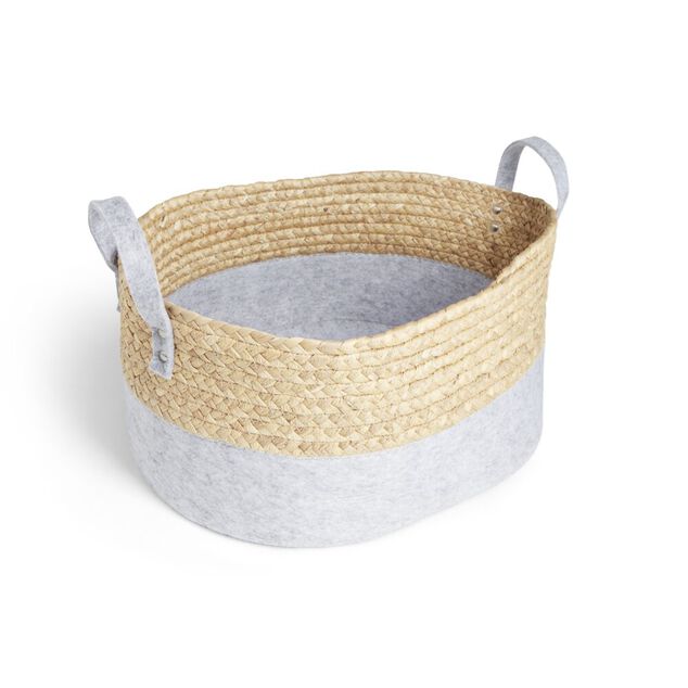 Pani&egrave;re jacinthe d'eau feutrine beige et gris clair 40x30xH18cm