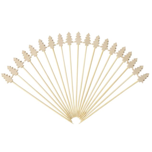 Pique ap&eacute;ritive X20 pcs en bambou L21X12X2 cm (3 designs assortis)