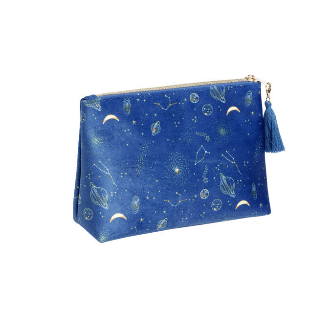 Pochette velours motif cosmic astro 21x7,5xH15,5cm - 2 mod&egrave;les bleu ou rouge