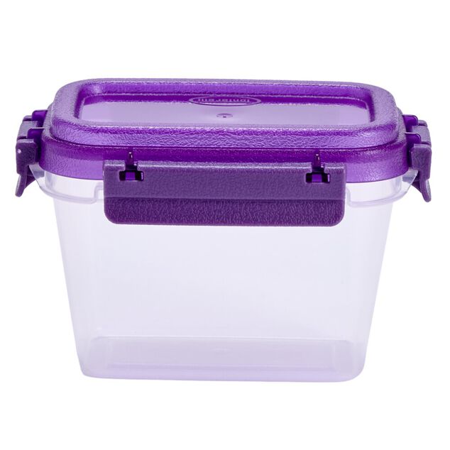 Bo&icirc;te alimentaire rectangulaire 500ml Fresh System plastique transparent et violet