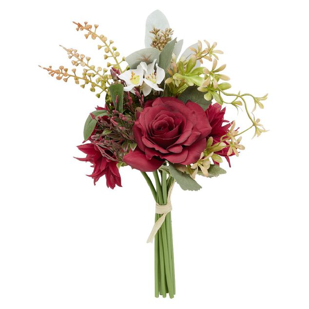 Piquet fleur artificielle H38cm rouge et blanc