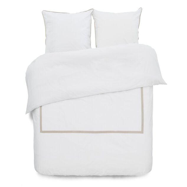 Parure de lit 2 personnes 240x220cm r&eacute;versible beige et gris