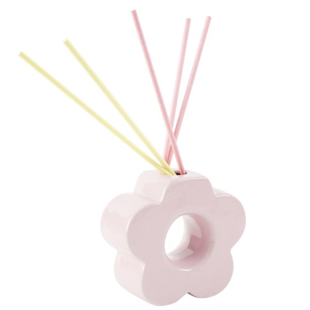 Diffuseur &agrave; b&acirc;tonnets parfum&eacute;s c&eacute;ramique forme fleur H10cm (3 mod&egrave;les)