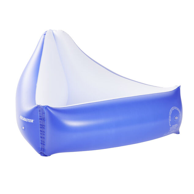 Si&egrave;ge de piscine gonflable forme triangle en plastique bleu 74x74xH25cm