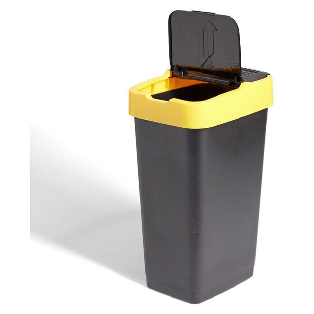 Poubelle de tri pour plastique 60L plastique jaune et noir