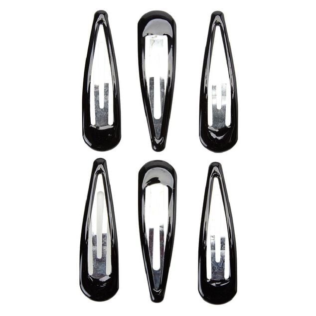 Barrette clic clac m&eacute;tal noir brillant x6