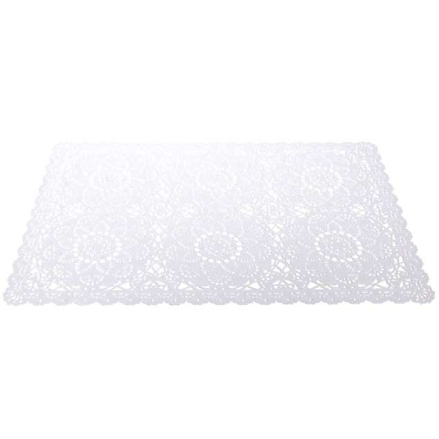 Set de table rectangulaire plastique blanc dentelle