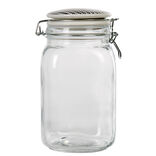 Bocal herm&eacute;tique transparent avec couvercle design ethnique 1,5 L