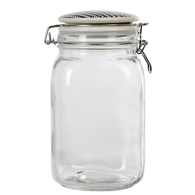 Bocal herm&eacute;tique transparent avec couvercle design ethnique 1,5 L