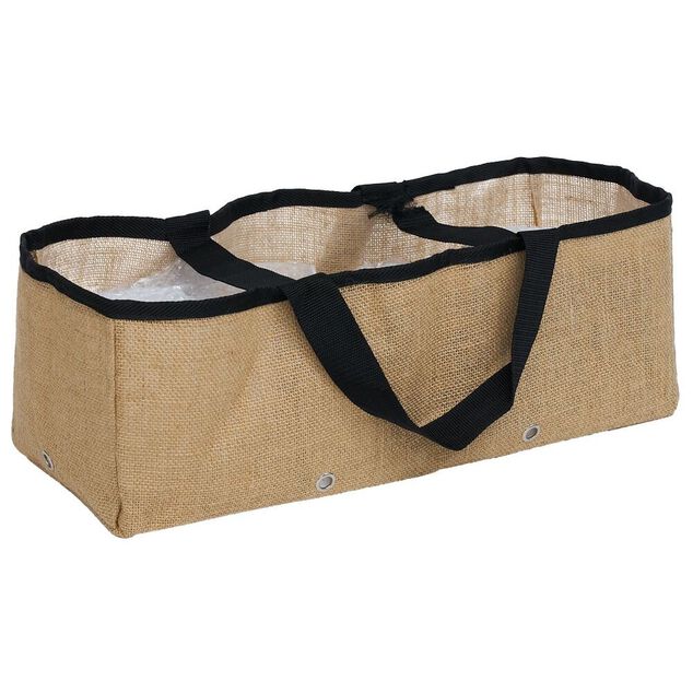 Jardini&egrave;re souple avec poign&eacute;es jute naturel et noir L50cm