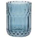 Gobelet en verre effet cristallin bleu &Oslash;8xH10,5cm