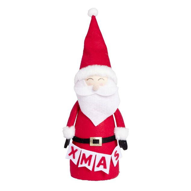 Père noël à poser en feutrine Ø14xH40cm
