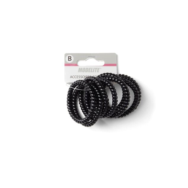 Lot de 8 &eacute;lastiques &agrave; cheveux spirale caoutchouc noir
