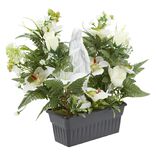 Jardini&egrave;re columbarium H47 cm blanc - Fleur artificielle
