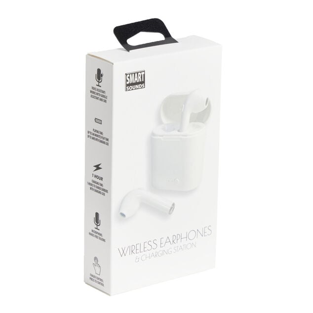 Écouteurs Bluetooth avec étui de charge blanc