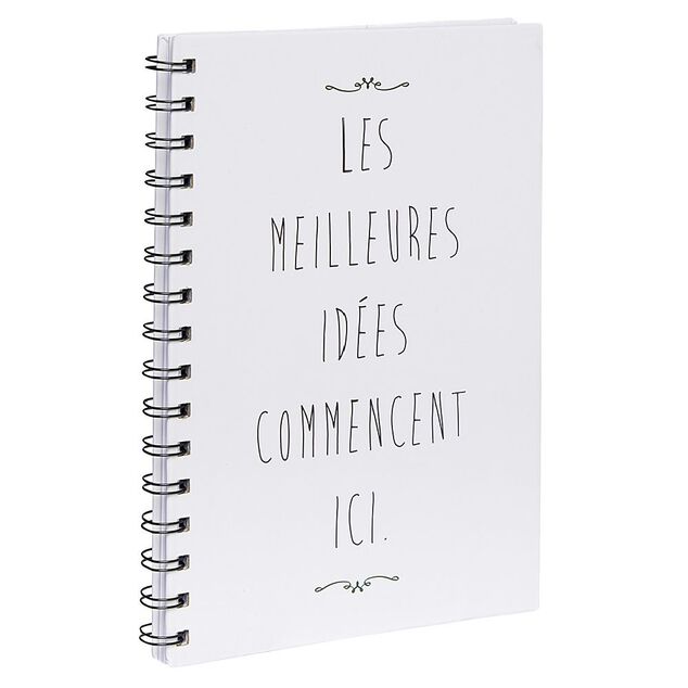 Cahier &agrave; spirale inscription Meilleures id&eacute;es A5 blanc 160 pages