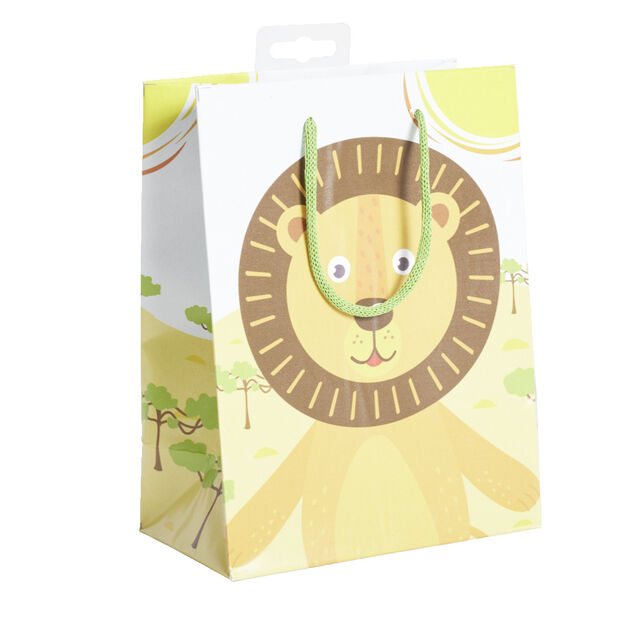 Sac cadeau enfant lion beige et marron - Taille M