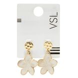 Boucles d'oreilles boutons dorées avec fleur pendante