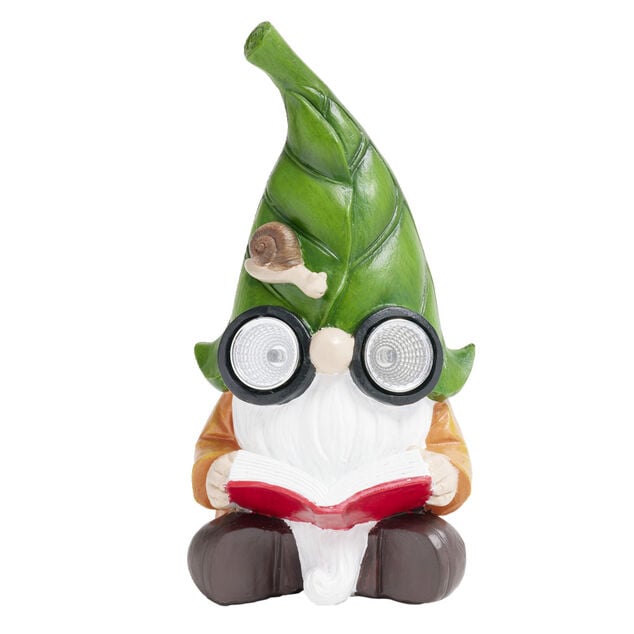 Nain de jardin gnome avec yeux lumineux 10,5x9,5xH20cm