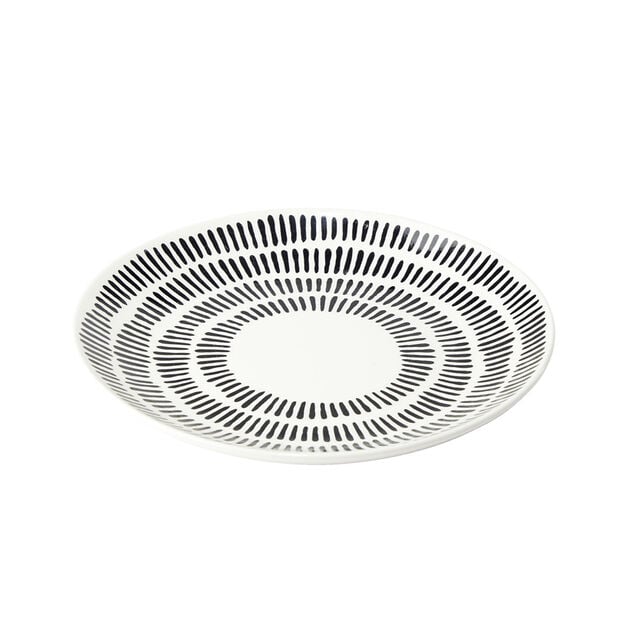 Assiette &agrave; dessert Dakar en porcelaine blanc et noir &Oslash;19cm