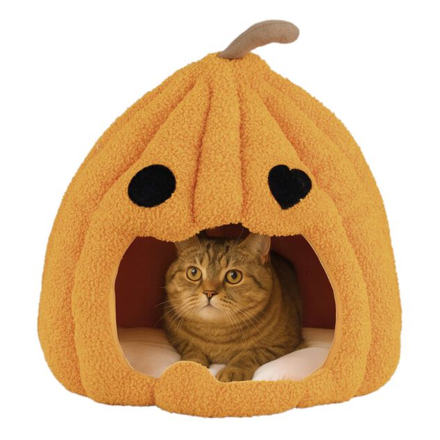 Niche animaux forme citrouille orange Ø38xH34cm