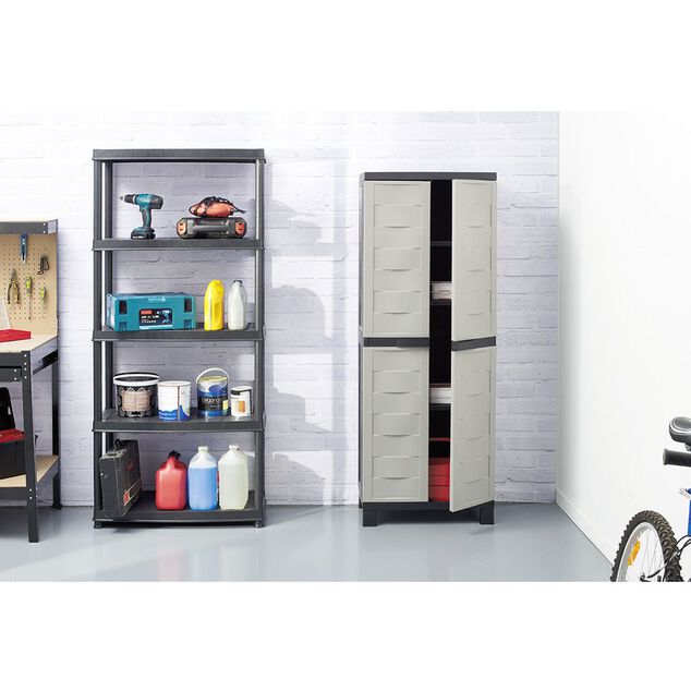 &Eacute;tag&egrave;re plastique noir 5 niveaux L71xl35xH180cm
