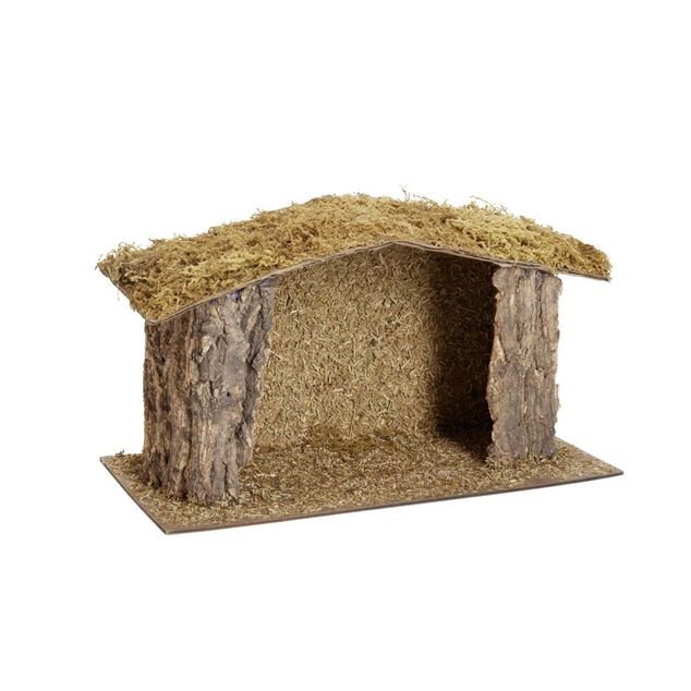 Crèche de Noël en bois et mousse 37x18xH22cm
