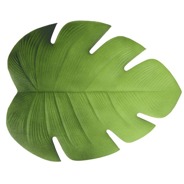 Set de table forme feuille Monstera caoutchouc vert 48x37cm