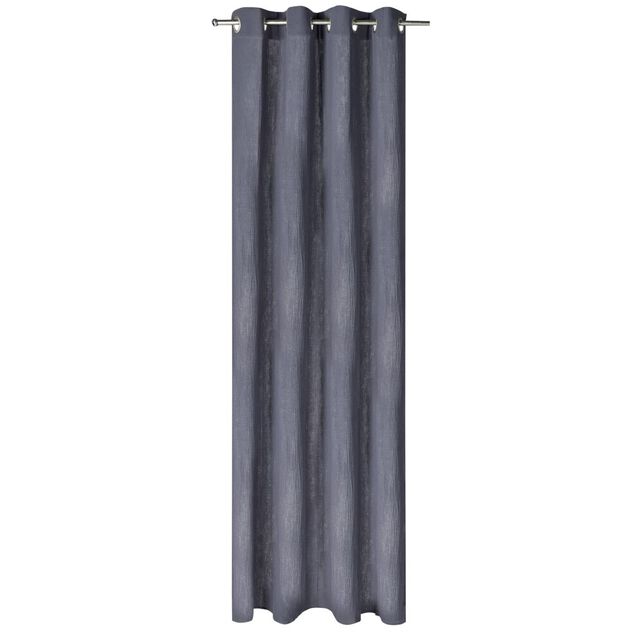 Rideau &agrave; oeillets gaze de coton gris uni 135xL240cm