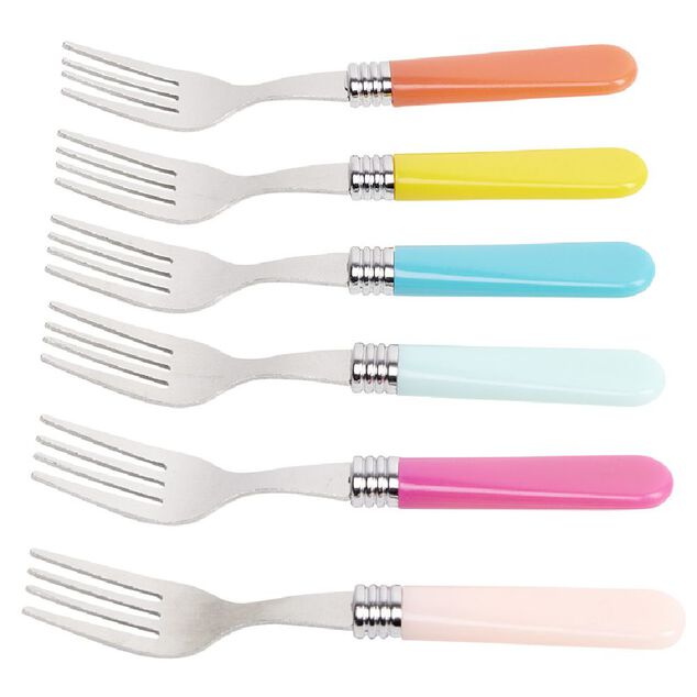 Mini fourchette inox manche plastique x6