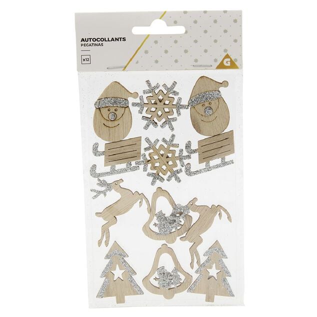 Autocollant bois paillet&eacute; dor&eacute; x12