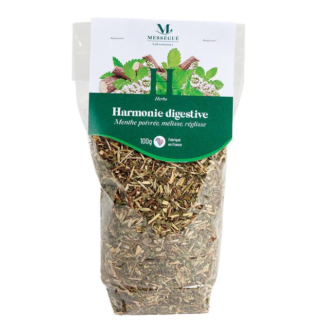 Infusion digestion harmonie Mess&eacute;gu&eacute; menthe m&eacute;lisse r&eacute;glisse sachet vrac 100gr