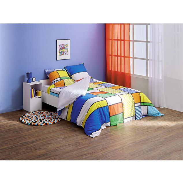 Parure de lit 2 personnes 260x240 cm king size patchwork 5 pi&egrave;ces