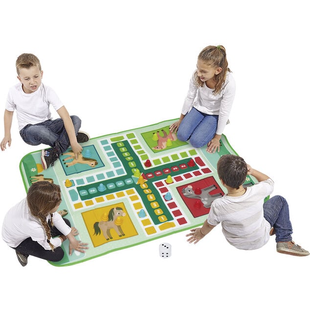 Tapis de jeu XL petits chevaux  avec pions et d&eacute; 130x93cm