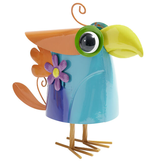 D&eacute;coration ext&eacute;rieure figurine oiseau gribouille multicolore H30,5cm