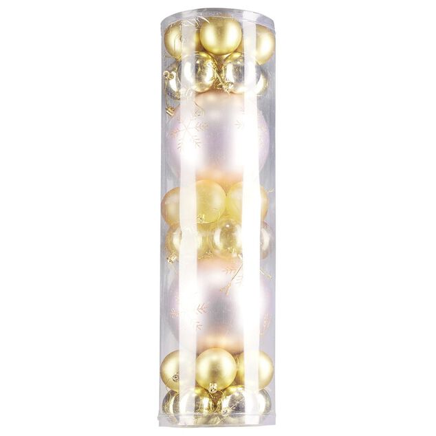 Boule de Noël rose et dorée x32