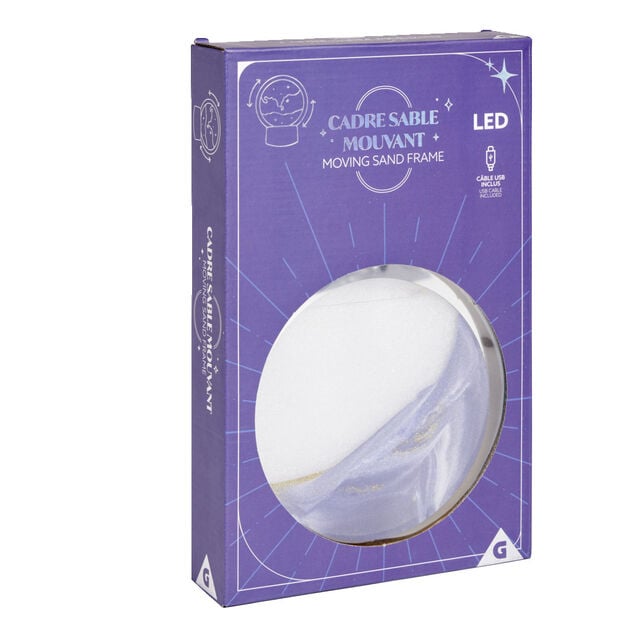 Cadre sable mouvant &agrave; poser LED lumineux USB H19cm - 4 mod&egrave;les