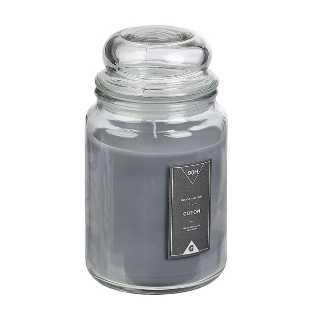 Bougie parfum&eacute;e dans Bonbonni&egrave;re senteur poudre de Coton Gris