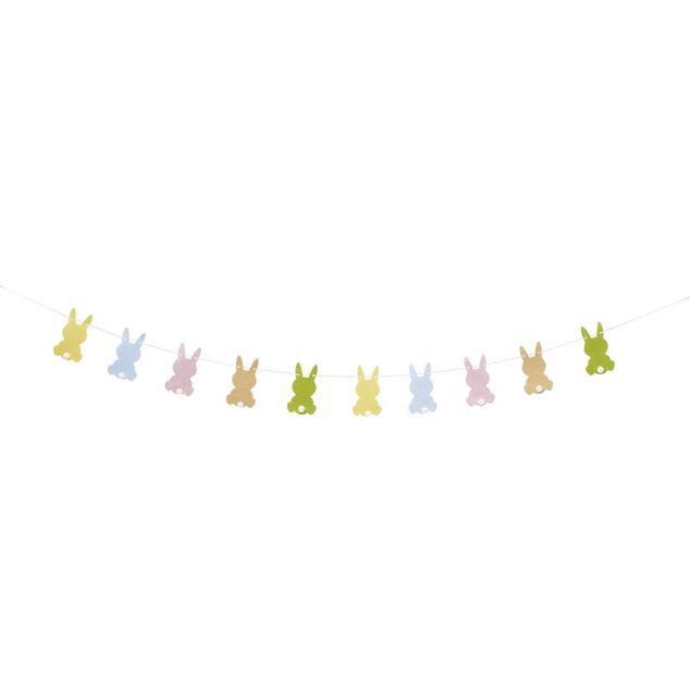 Guirlande de P&acirc;ques lapins en feutre avec pompons
