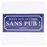Signalétique adhésive "Boîte aux lettres sans pub" - Bleu, 8x8 cm