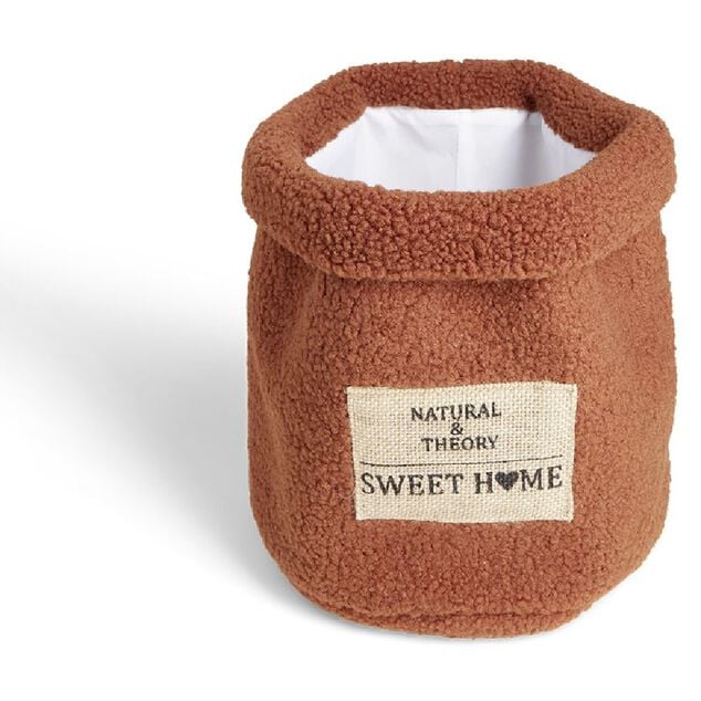 Pani&egrave;re laine boucl&eacute;e marron 29xH32cm