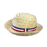Chapeau paille adulte Cocorico bandeau bleu blanc rouge