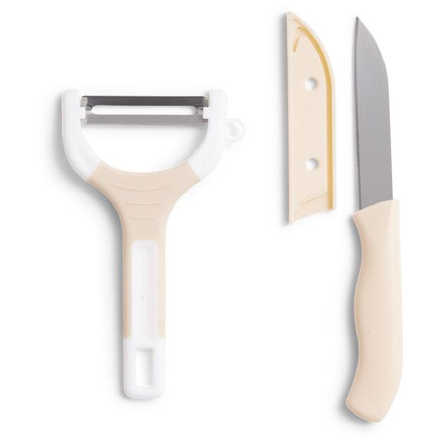 Set couteau et &eacute;plucheur inox et plastique - 3 mod&egrave;les