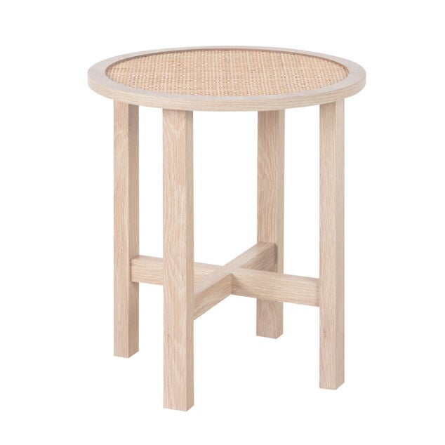 Table basse Kanna ronde en bois et rotin naturel &Oslash;40xH45cm